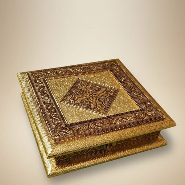 Luxury Handcrafted Golden  Decorative Gift Box (8×8)