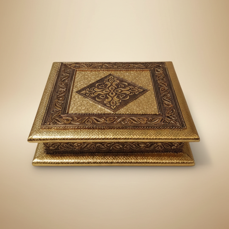Luxury Handcrafted Golden  Decorative Gift Box (8×8)