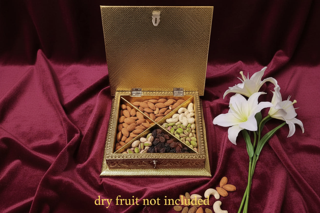 Luxury Handcrafted Golden  Decorative Gift Box (8×8)